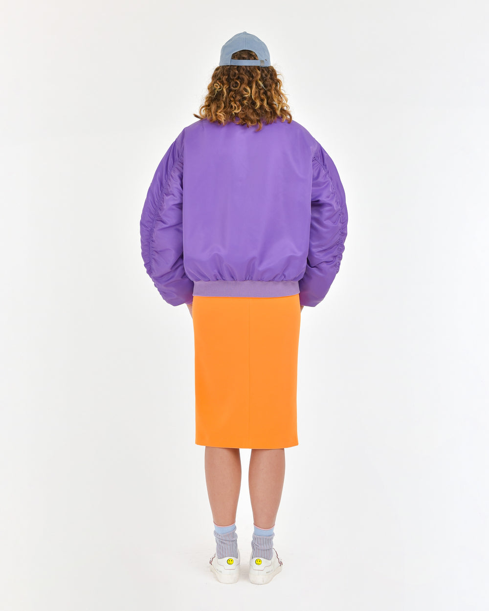 violet oversize nylon bomber jacket