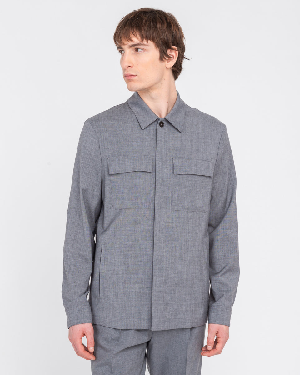 gray cool wool stretch overshirt - Manuel Ritz Official