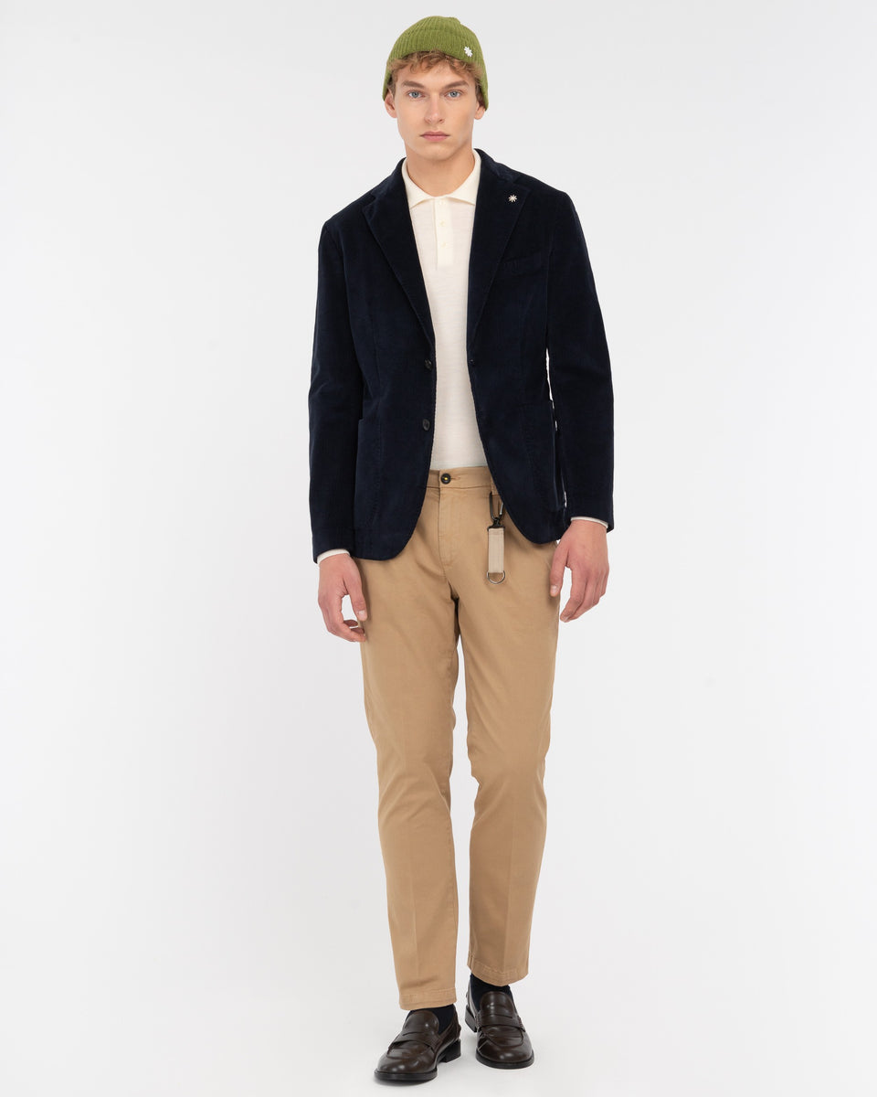 Giacca NUVOLA velluto 1000 righe cotone stretch blu Manuel Ritz