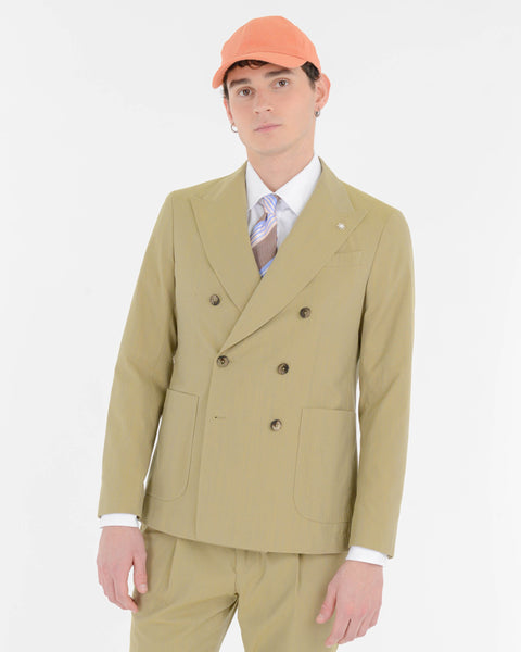 green double-breasted solaro wool-cotton blend suit
