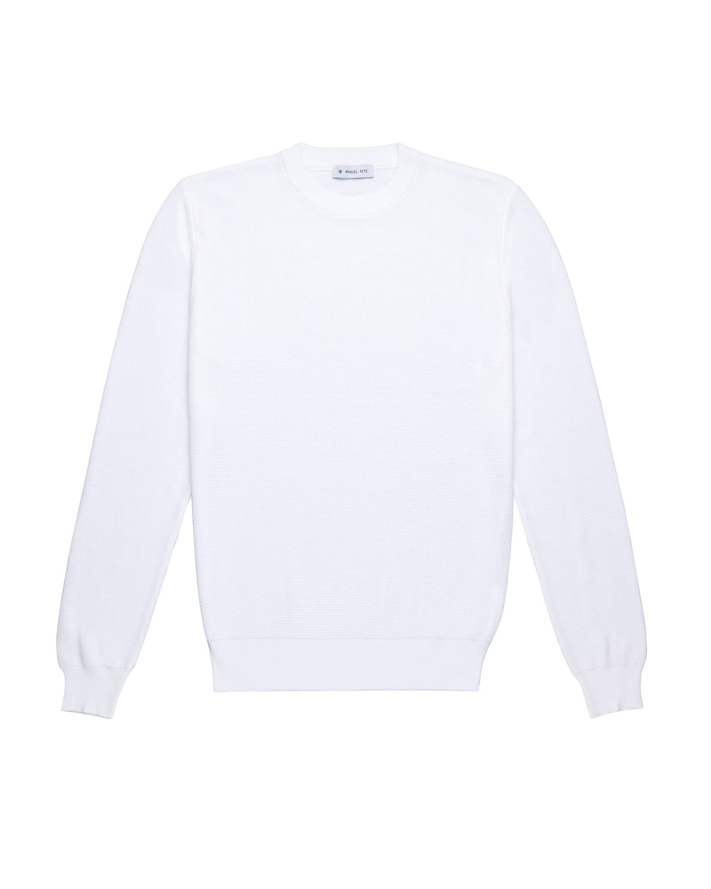 white crew-neck sweater cotton crepe stitch mix