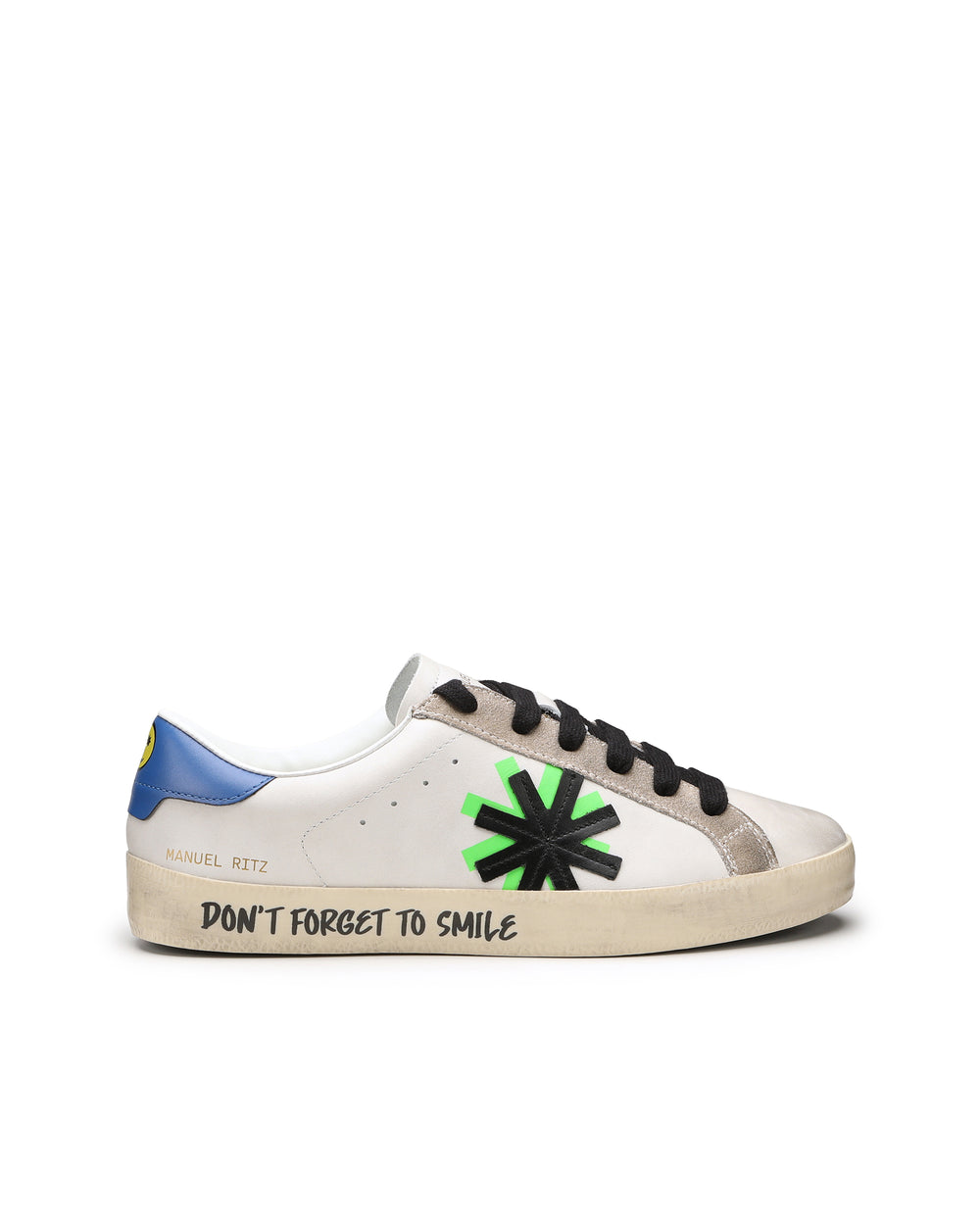 white "don`t forget to smile" sneakers