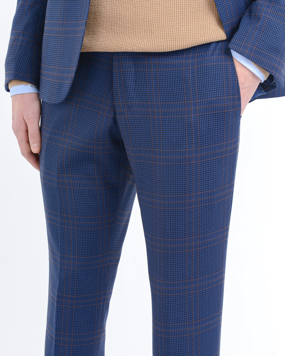 blue stretch viscose-blend galles slim suit