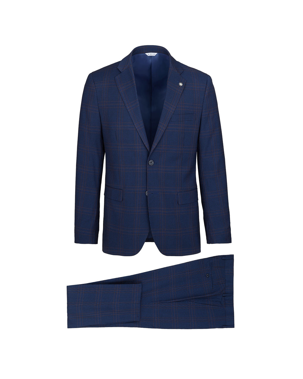 blue stretch viscose-blend galles slim suit