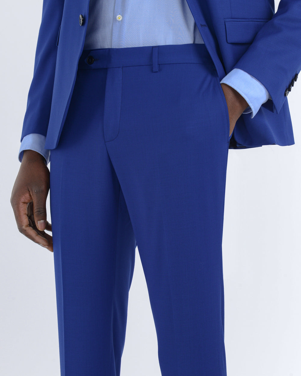 light blue stretch wool slim suit