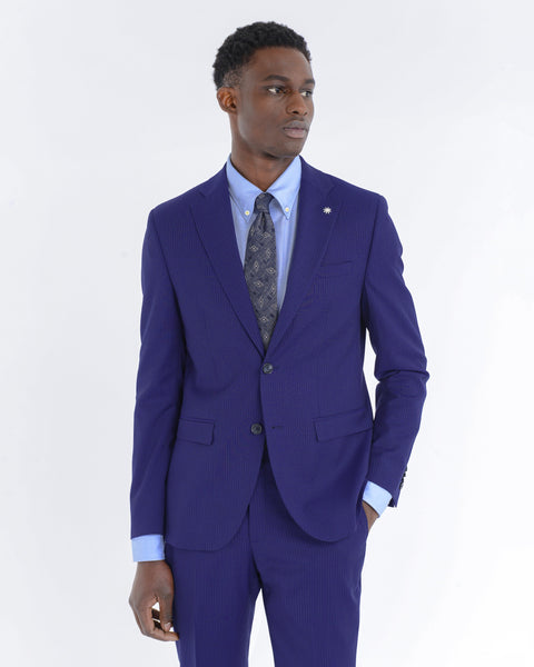 blue slim pinstripe suit pure stretch wool