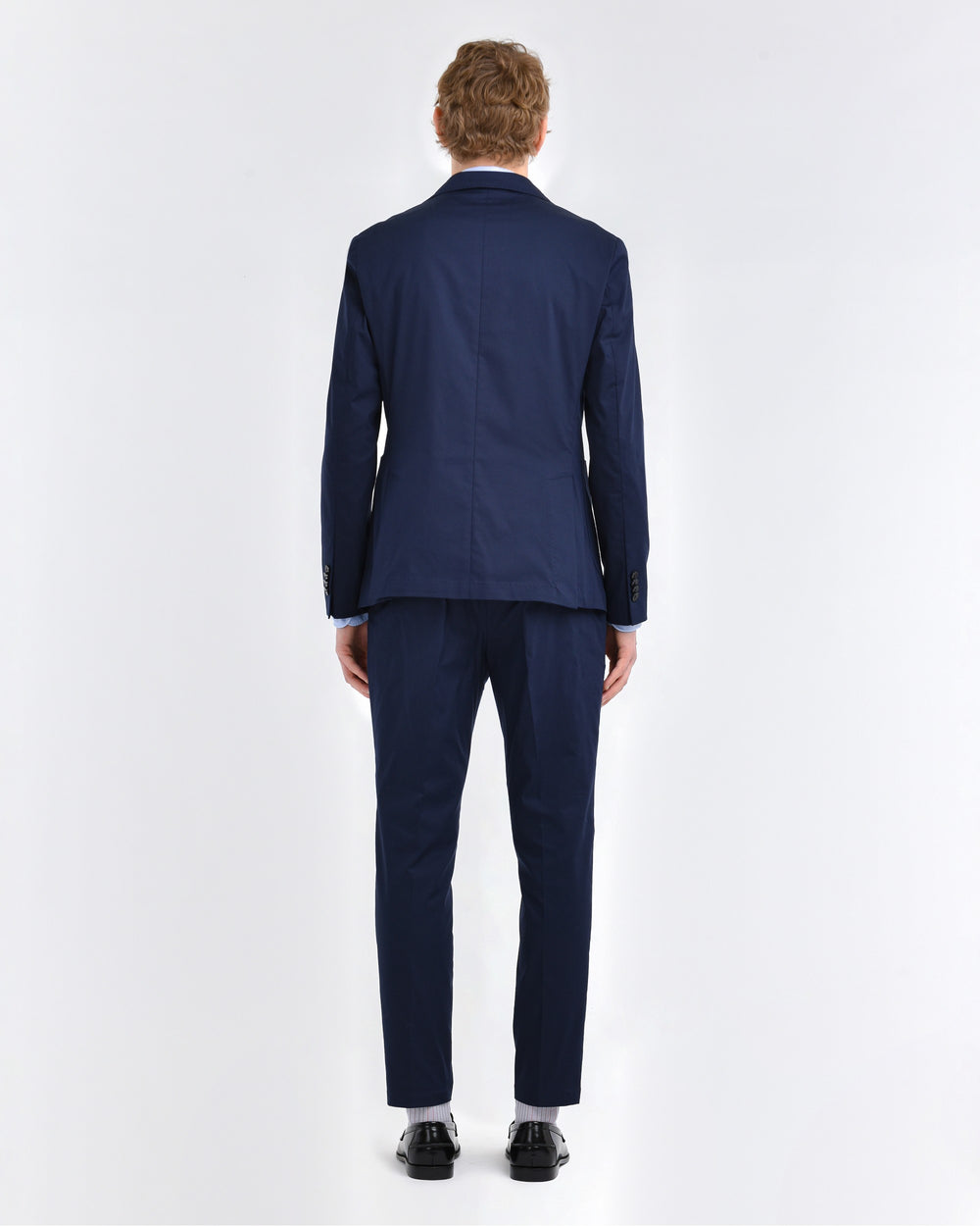 blue technical stretch gabardine slim suit
