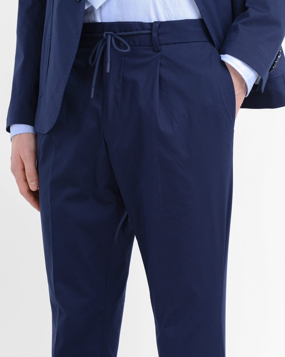 blue technical stretch gabardine slim suit