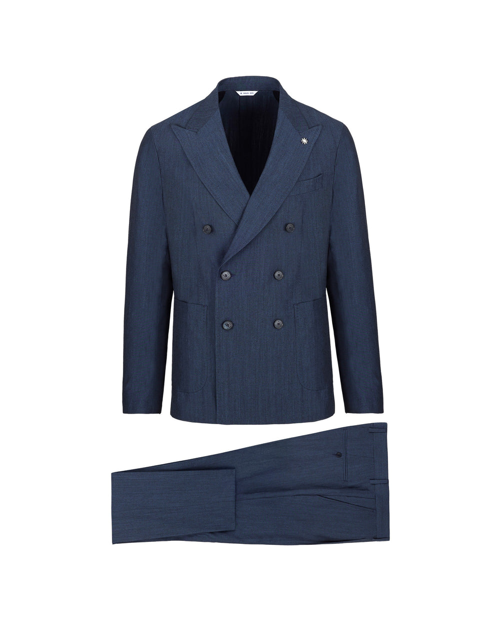 blue double-breasted solaro wool-cotton blend suit