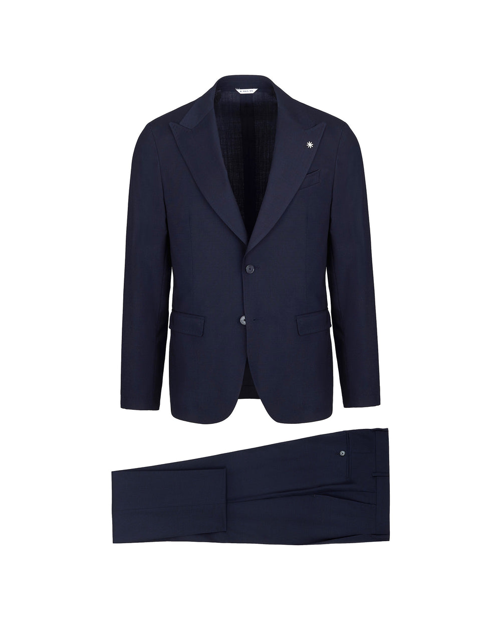 blue stretch wool canvas lapel suit