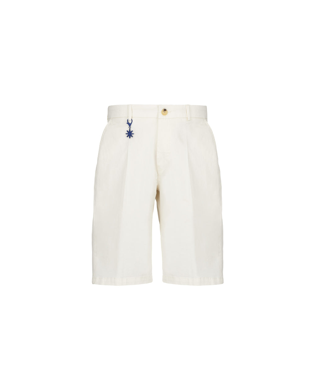white stretch cotton gabardine slim bermuda shorts