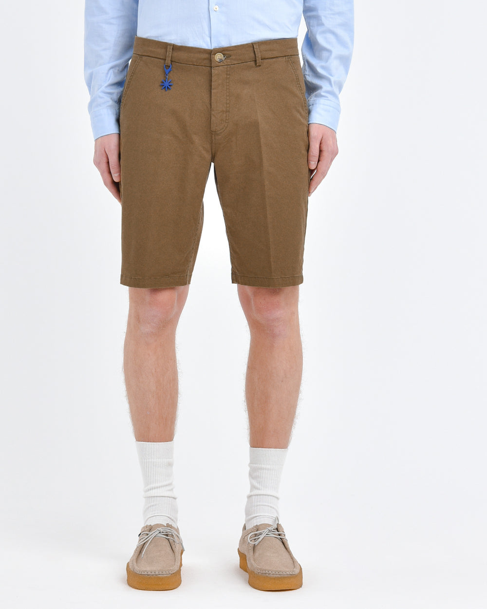 green stretch cotton gabardine slim bermuda shorts