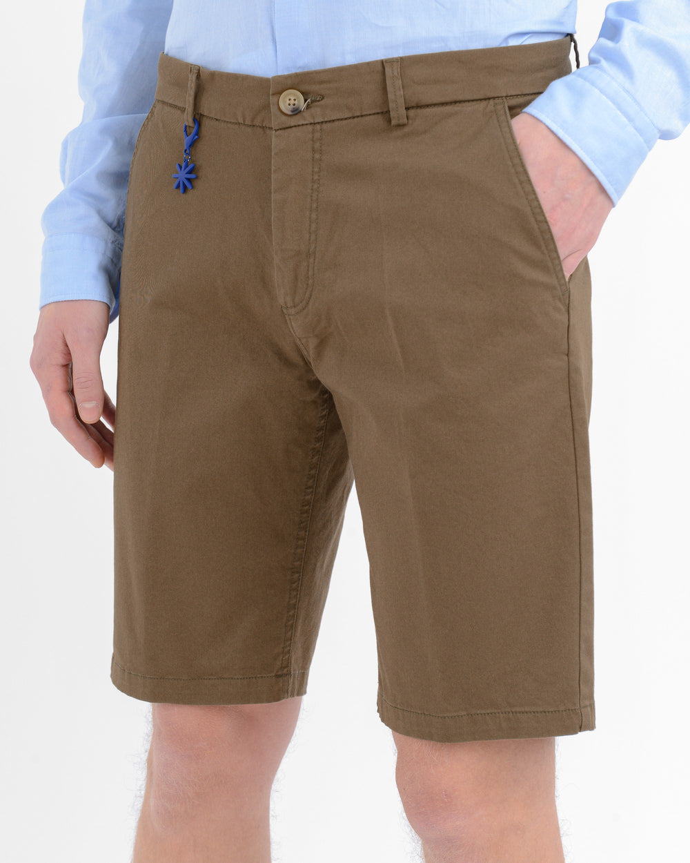 green stretch cotton gabardine slim bermuda shorts