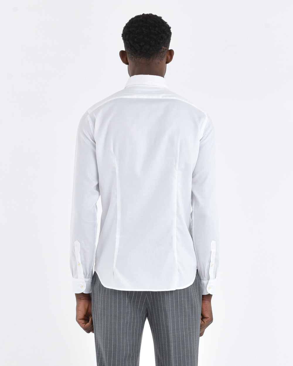 white cotton oxford button-down shirt