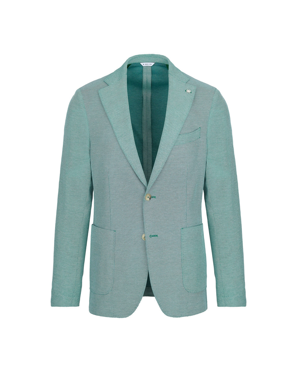 green slim piquet cotton jersey blazer