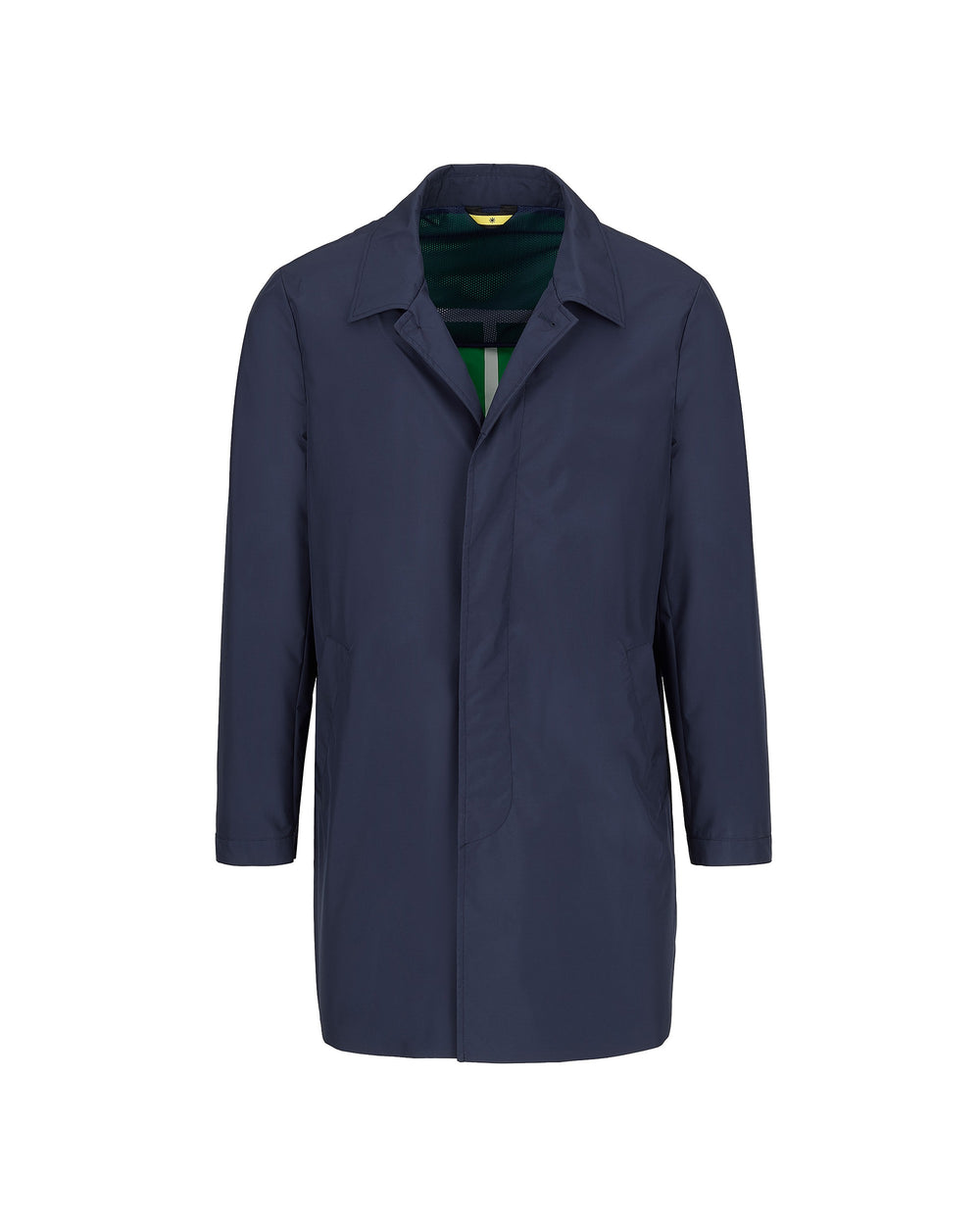 blue coated microfibre slim unlined trench coat