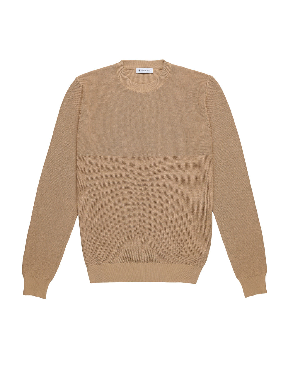 beige crew-neck sweater cotton crepe stitch mix