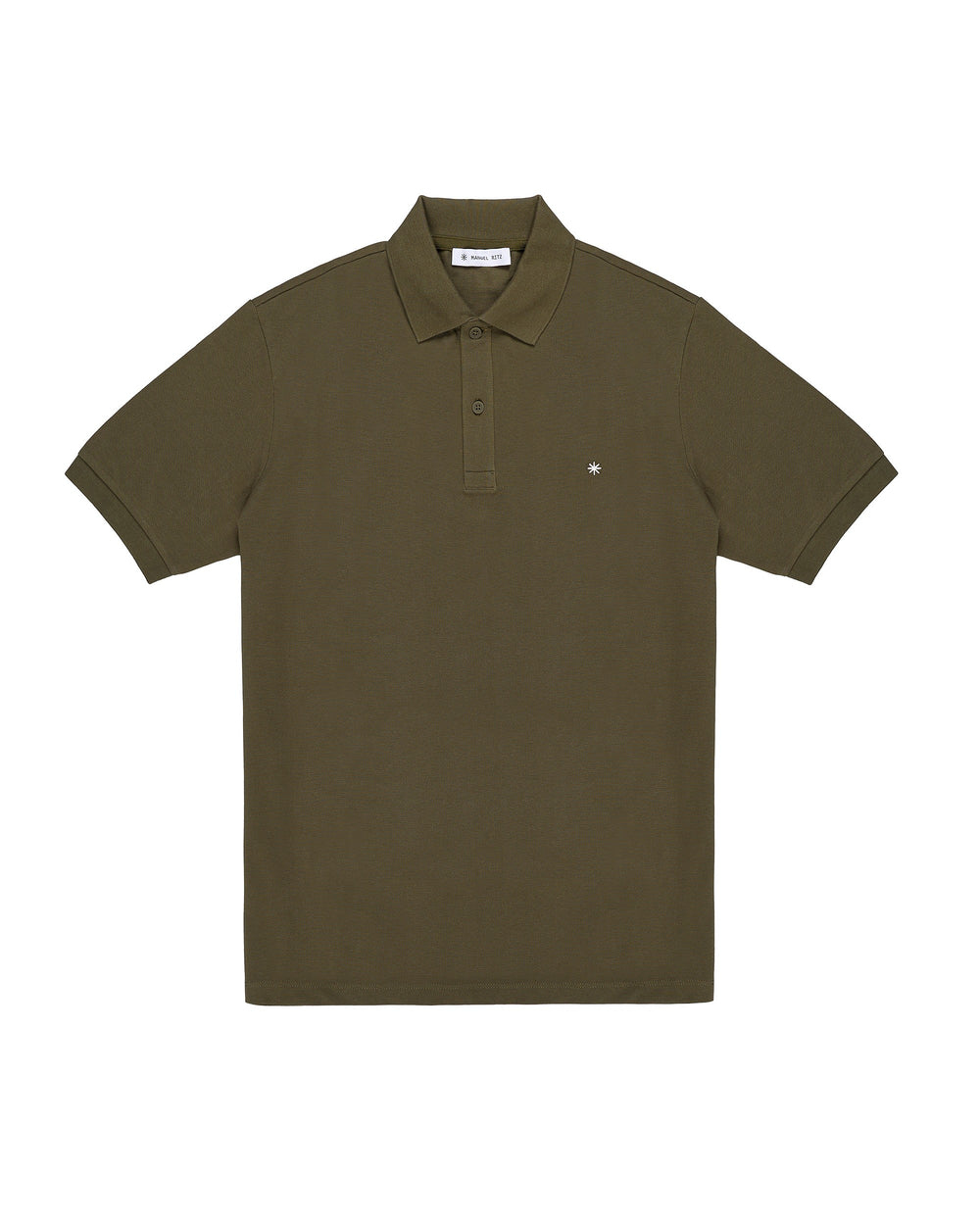 green short-sleeved cotton piqué polo shirt