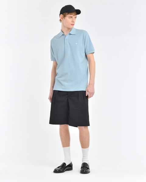 sky blue short-sleeved cotton piqué polo shirt