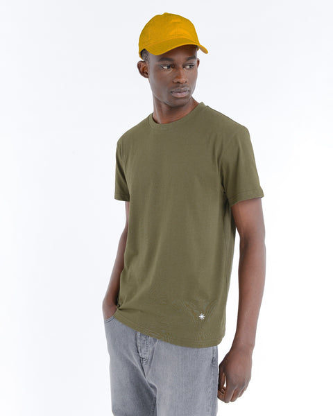 green crew-neck cotton t-shirt