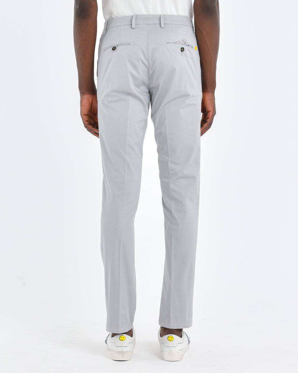 gray stretch cotton garmnet dyed pants slim fit