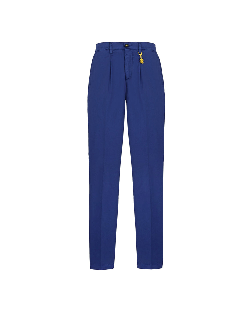blue stretch cotton garment dyed pinces pants slim fit