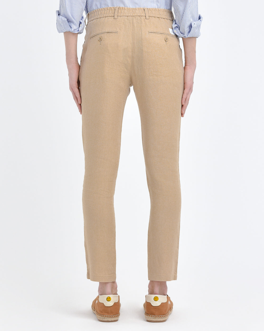 beige washed linen jogging trousers