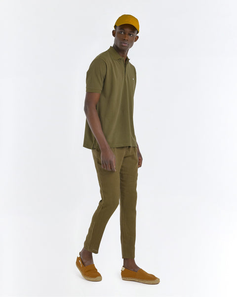 green washed linen jogging trousers
