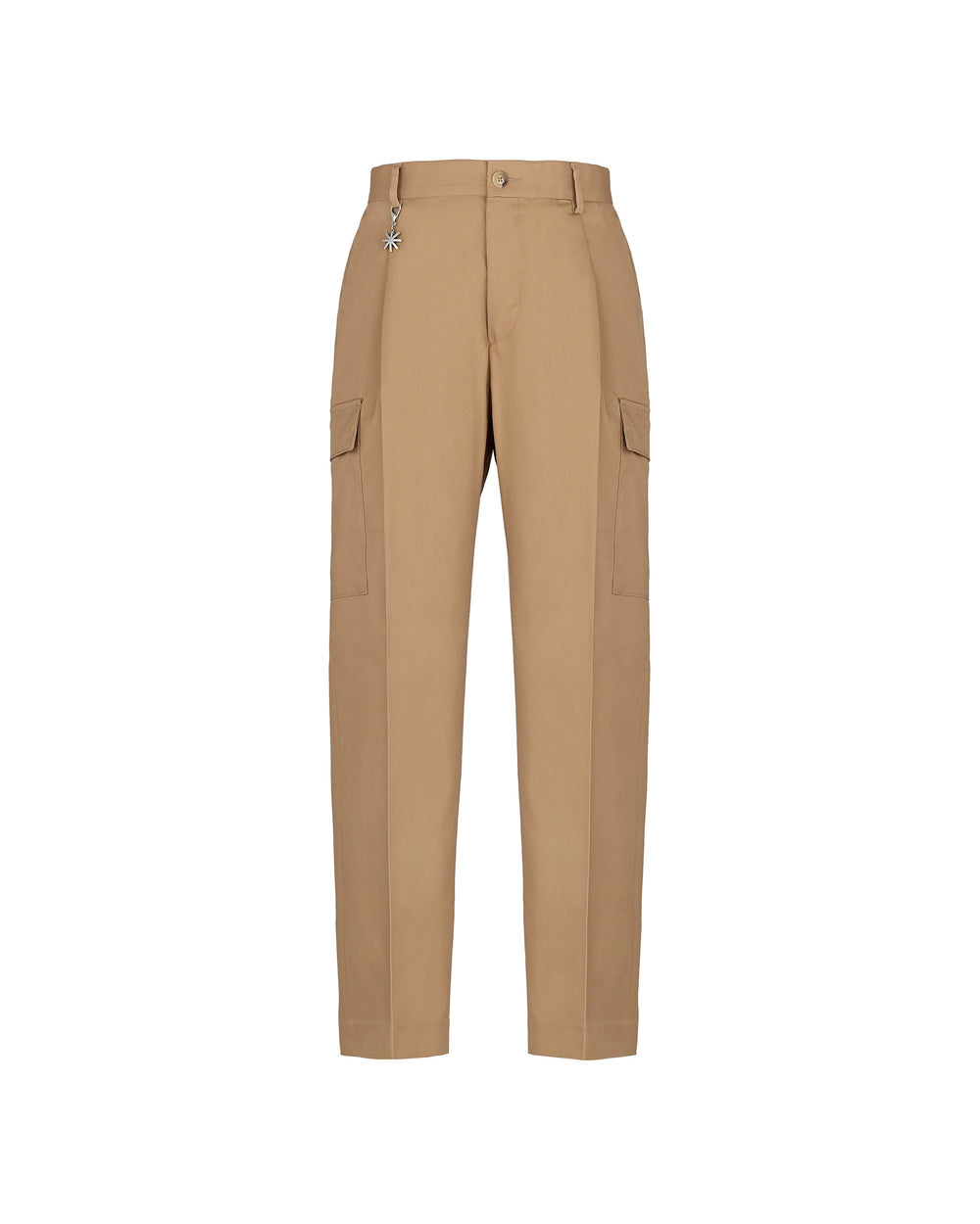 beige cotton-blend twill cargo trousers