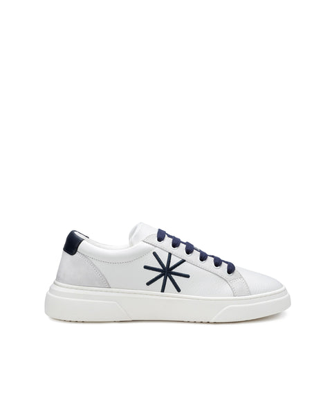 blue leather logo sneakers