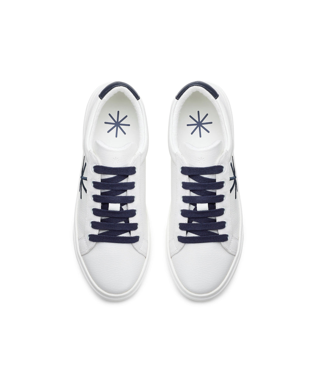 blue leather logo sneakers