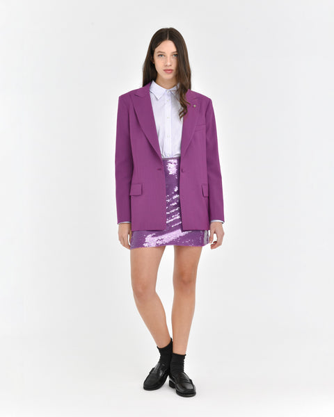 violet paillettes mini skirt