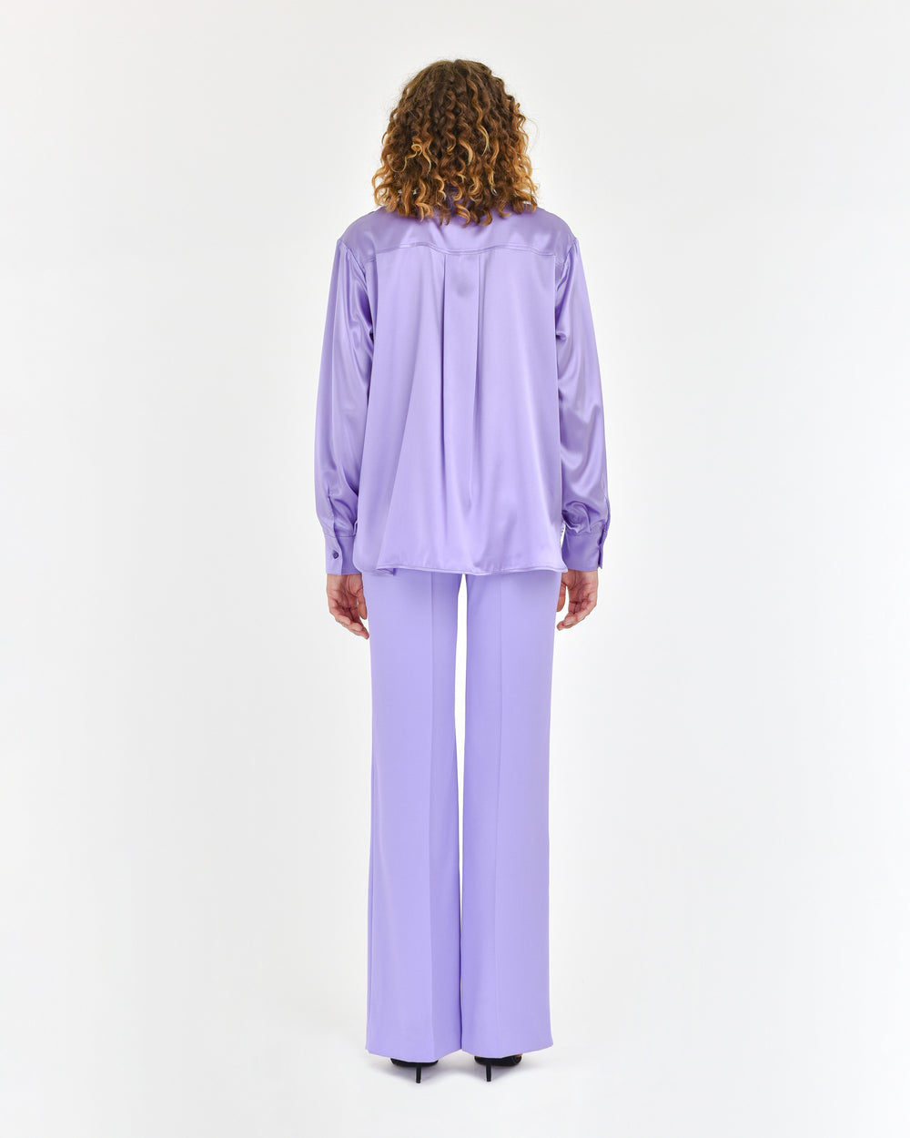 violet stretch silk satin over shirt