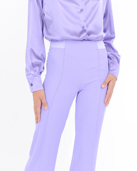 violet straight envers satin trousers
