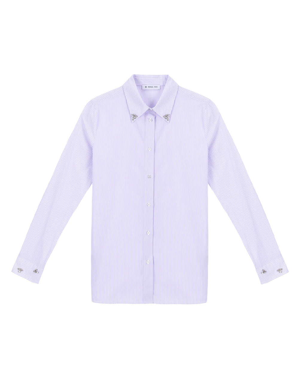 violet micriga poplin shirt with appliqués