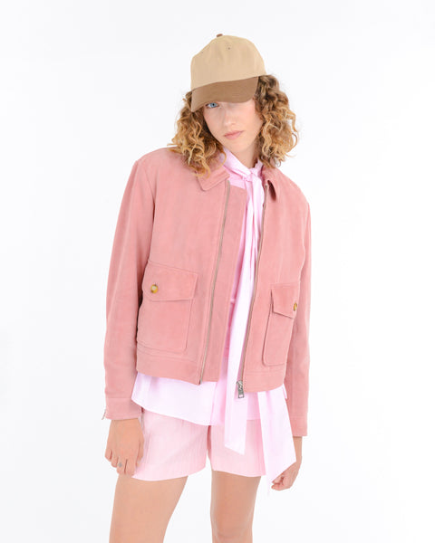 pink suede jacket