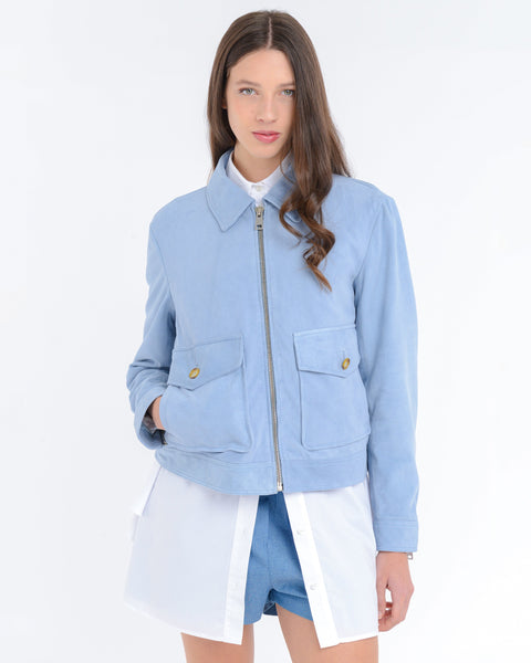 light blue suede jacket