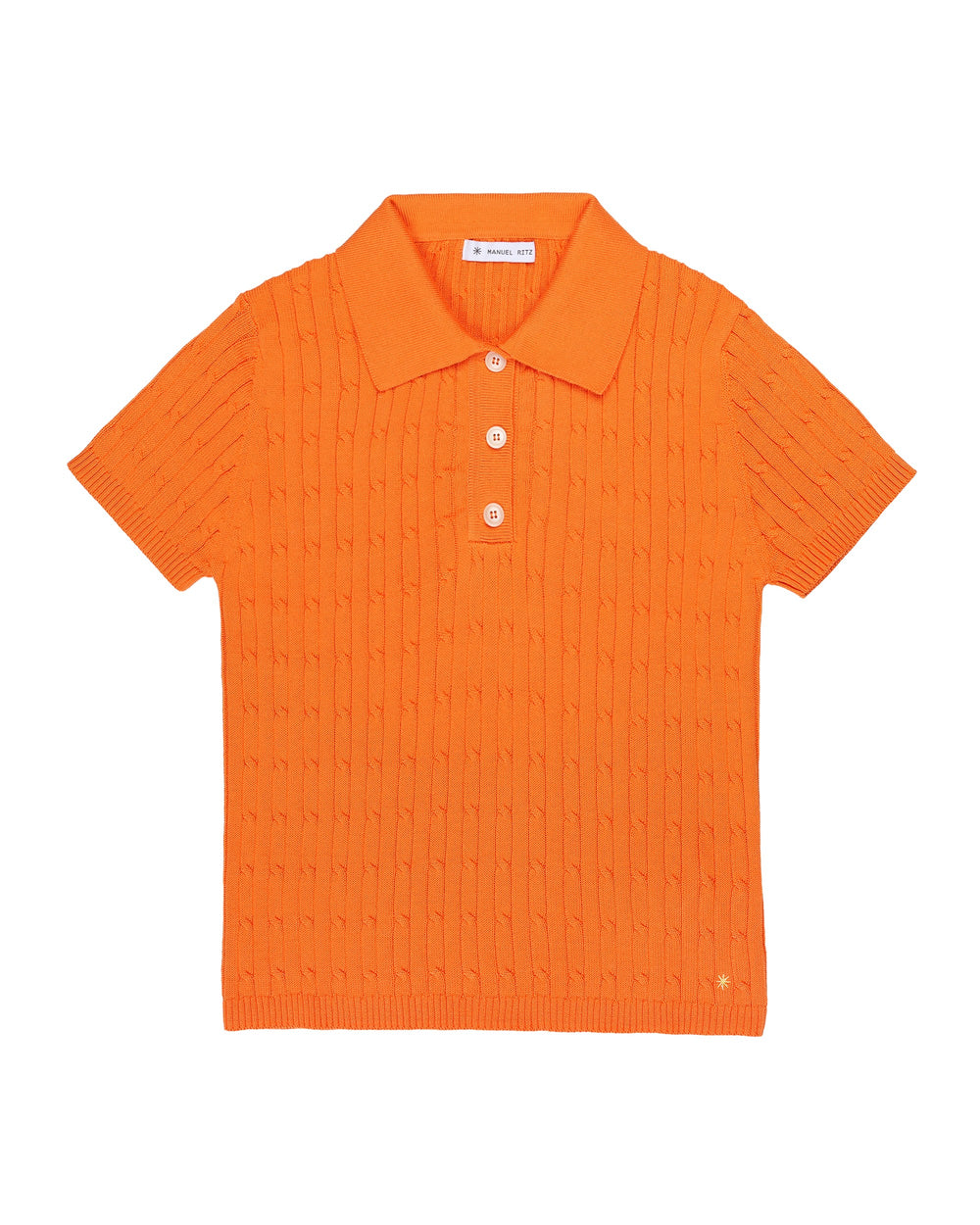 orange braided cotton polo shirt