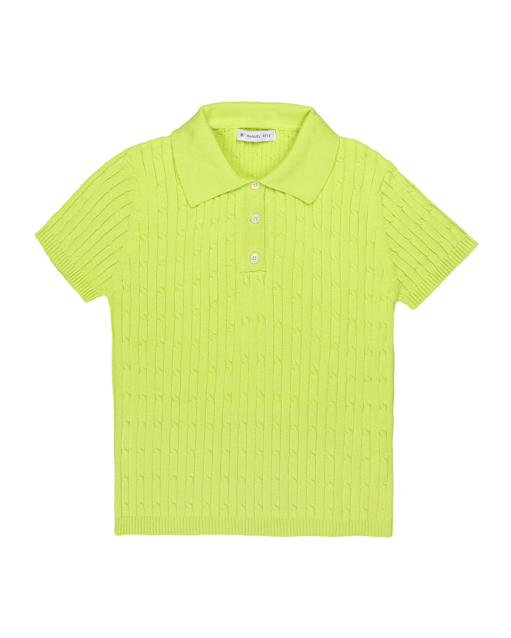 green braided cotton polo shirt