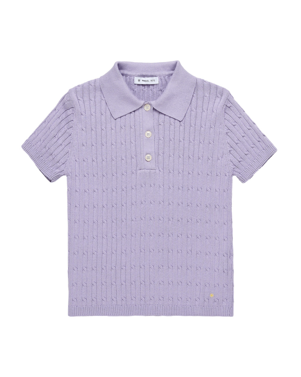 violet braided cotton polo shirt