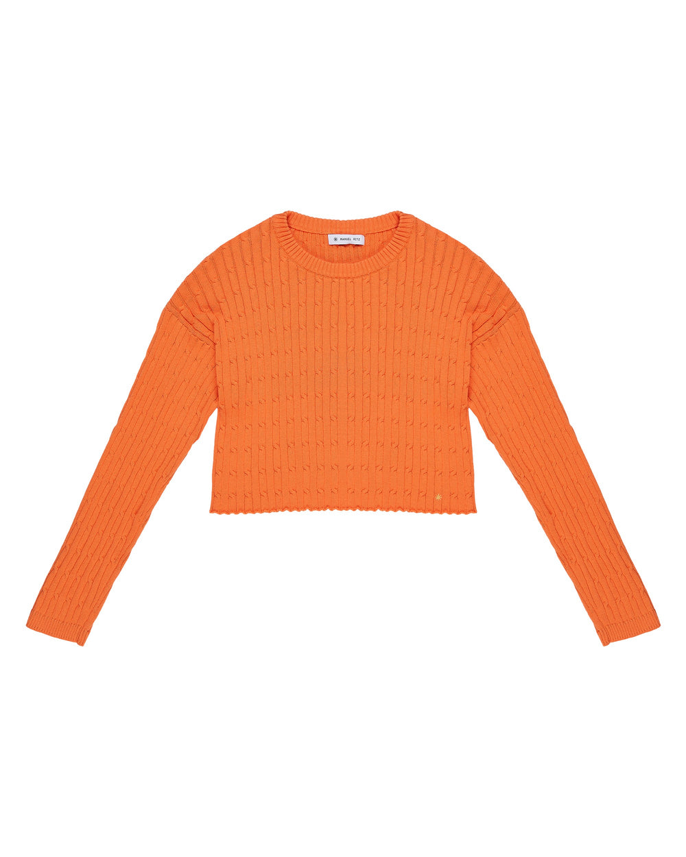 orange plaited cotton cropped jersey