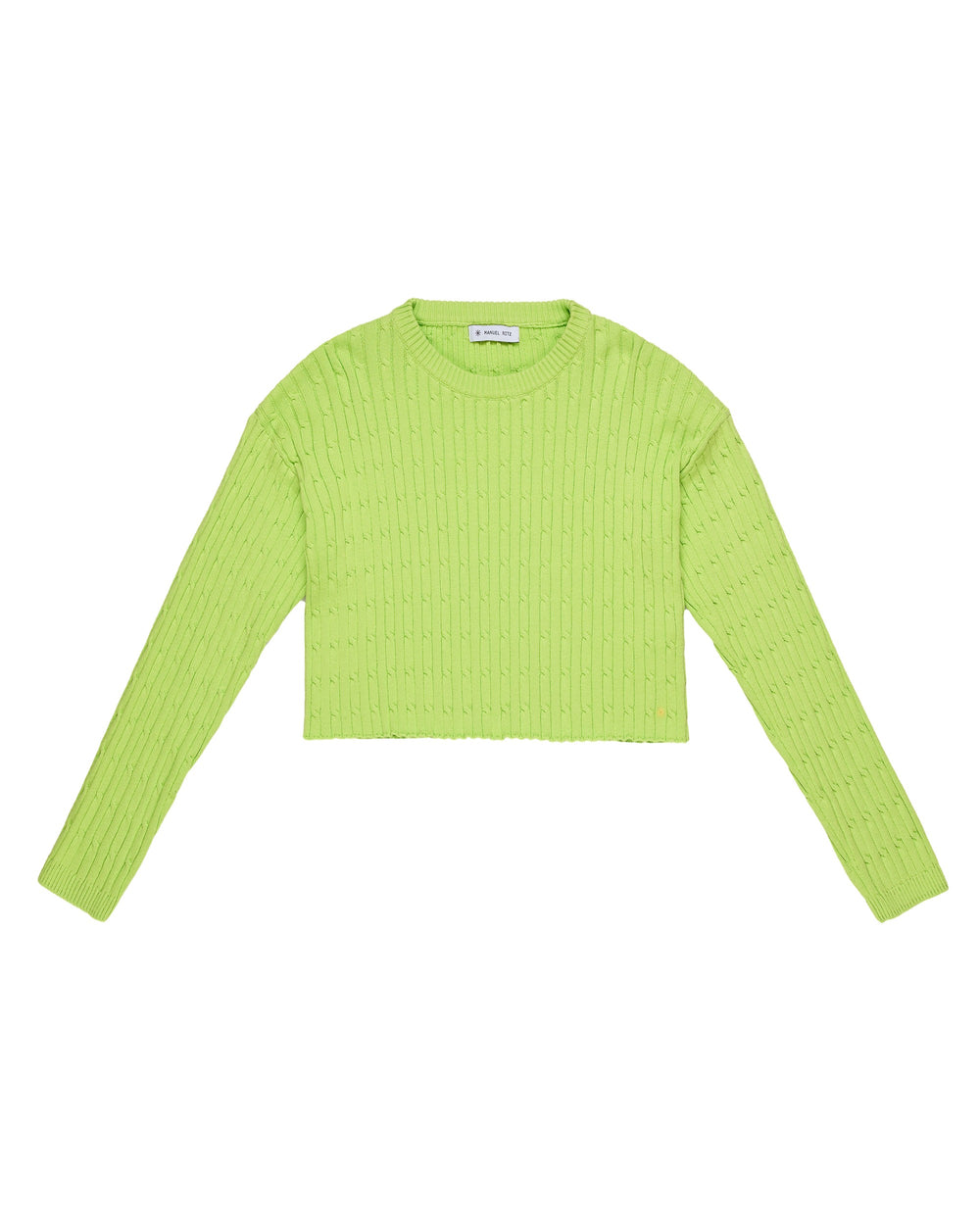 green plaited cotton cropped jersey