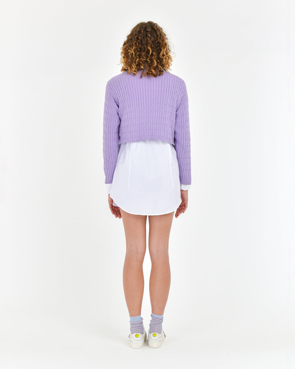 violet plaited cotton cropped jersey