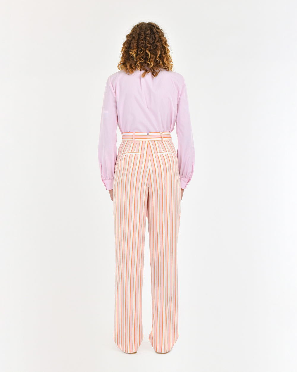 pink poplin large row wide trousers