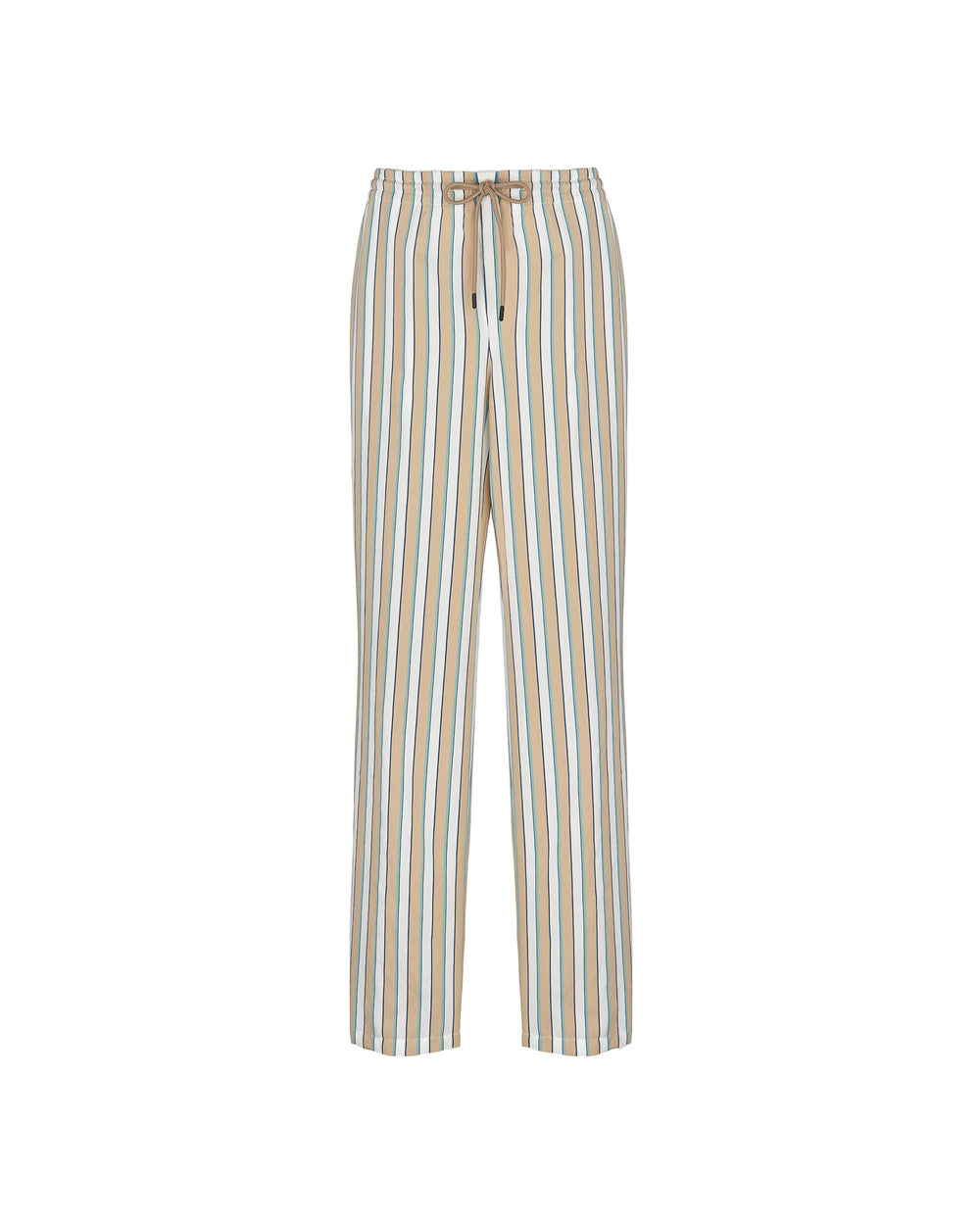 beige poplin stripe drawstring trousers