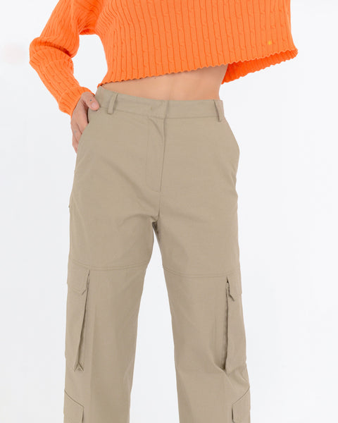 brown stretch cotton cargo trousers