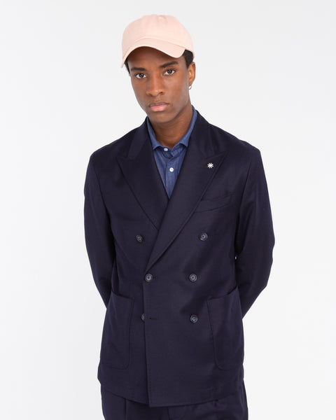gray stretch wool flannel double breasted blazer - Manuel Ritz 