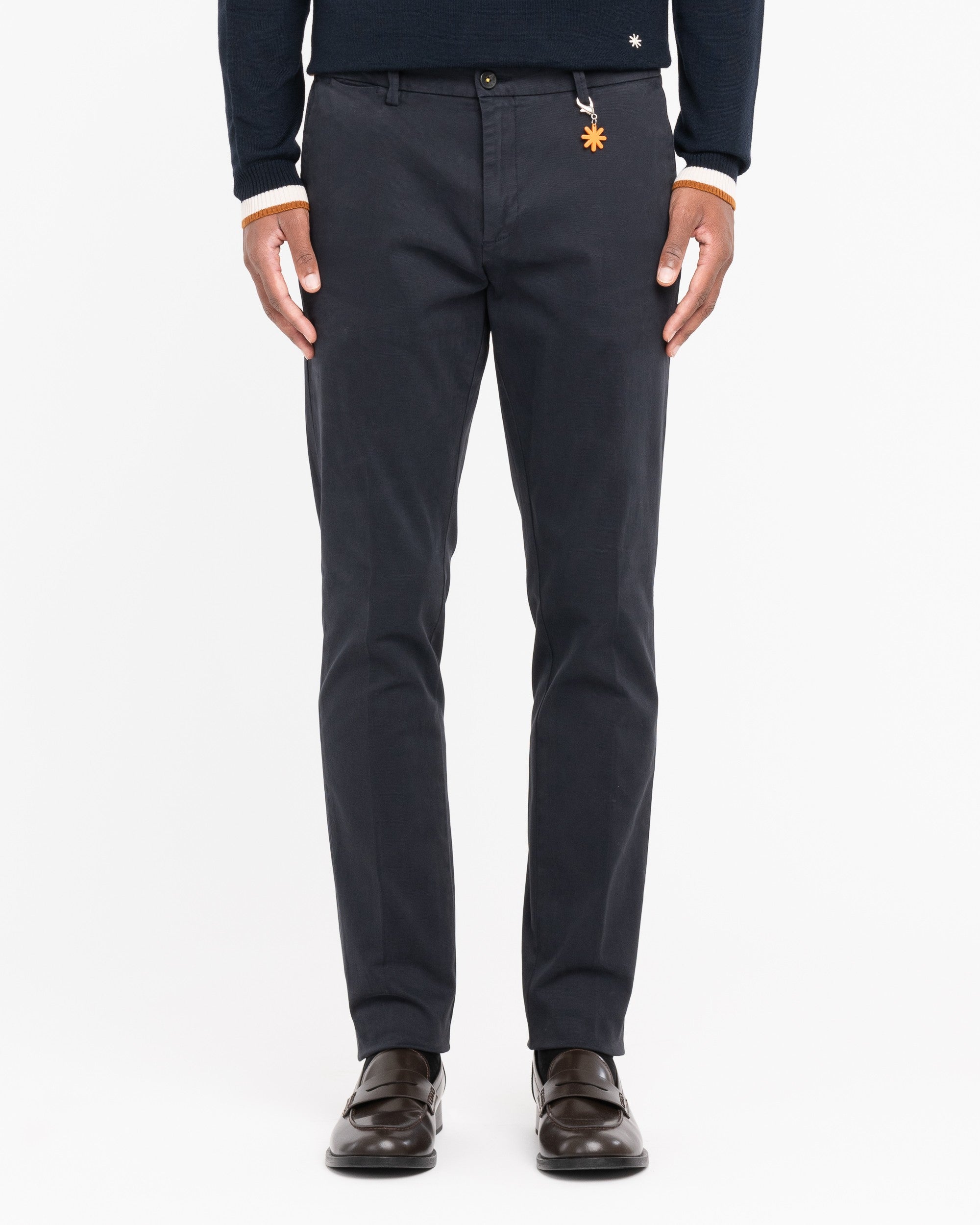 blue stretch cotton twill skinny chino - Manuel Ritz Official