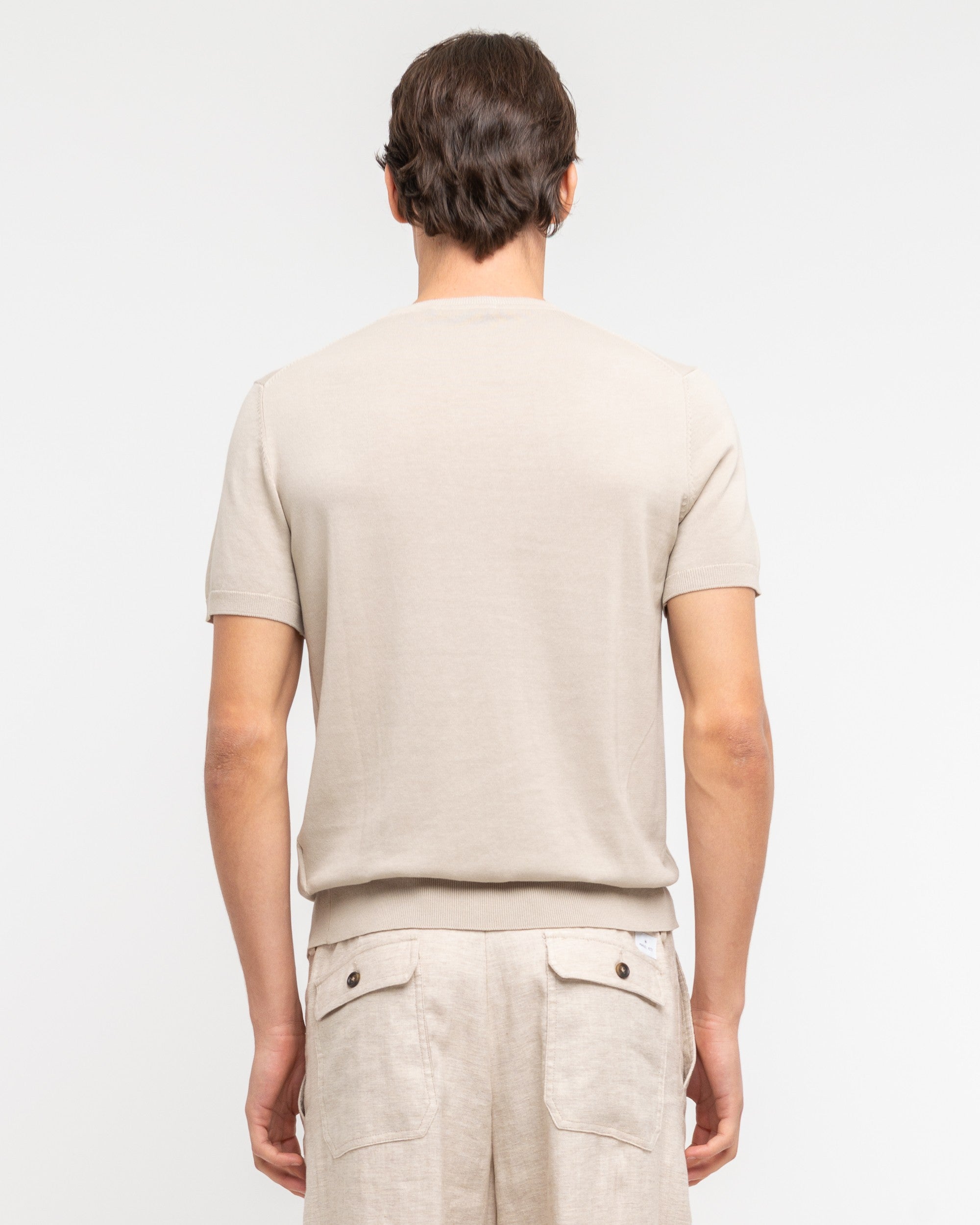 beige cotton knit t-shirt - Manuel Ritz Official