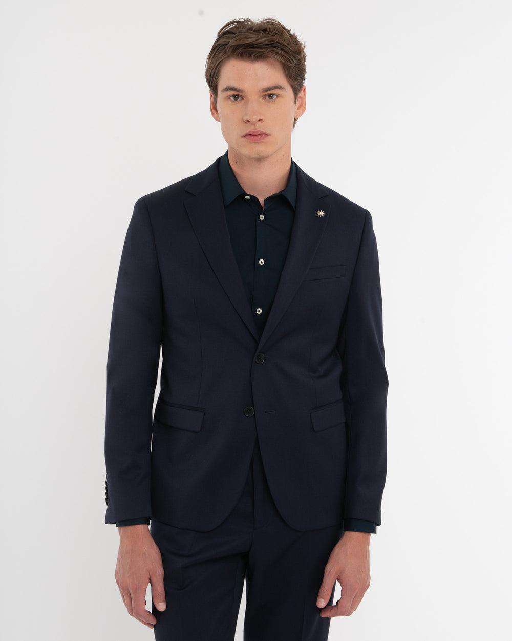 blue stretch wool slim fit suit